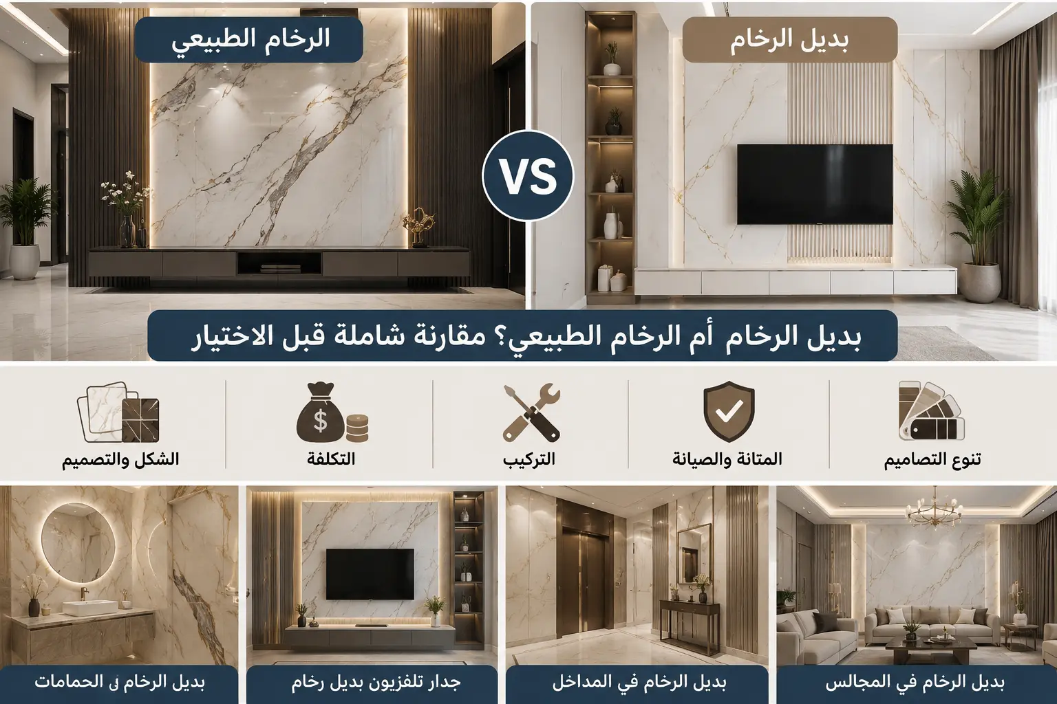 بديل الرخام أم الرخام الطبيعي؟ مقارنة شاملة قبل الاختيار - مقال من مدونة شركة دهانات للمقاولات والتشطيبات